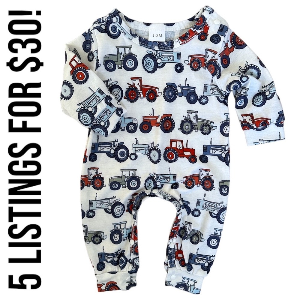 Boutique Baby Boy Tractor Romper Onesie 0-3 Months EUC
Super soft